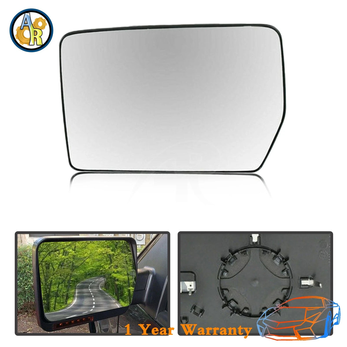 Left Mirror Glass for Ford F-150 (2011–2014) Power Heated Convex