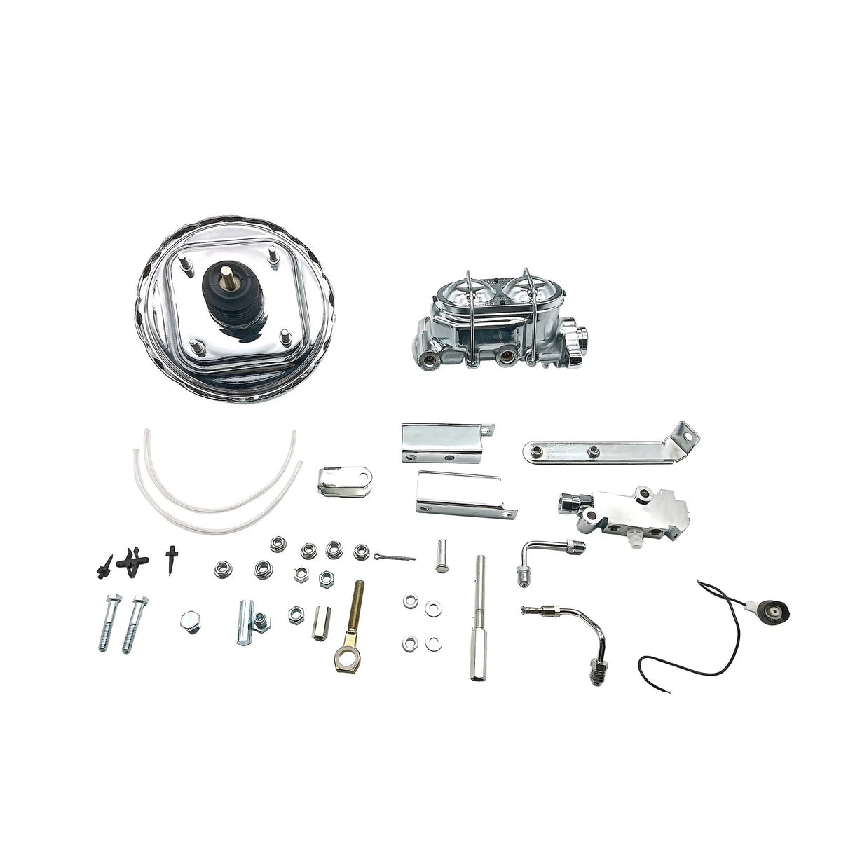 Chrome Disc Brake Booster Master Cylinder & Brackets Kit for Impala (1961–1966)
