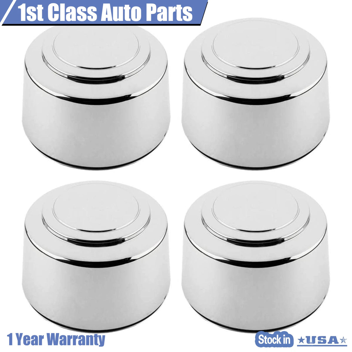 Set of 8 Lug Chrome Wheel Center Hub Caps for Ford E-250 (1995–2008)