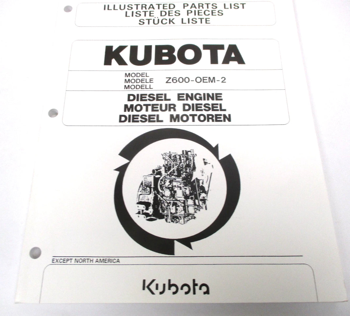 Illustrated Parts List for Kubota Z600 Diesel Engine (OEM 97898-04620)