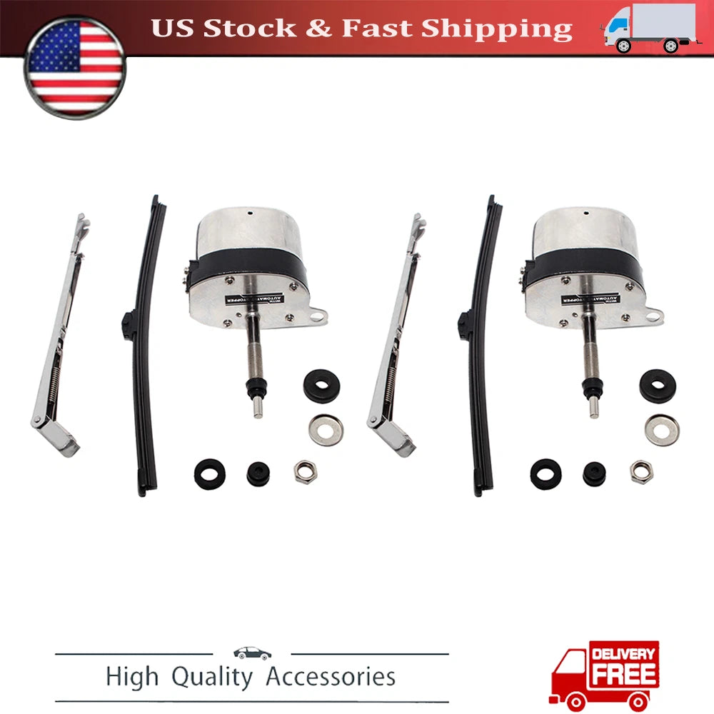2pcs Windshield Wiper Motor Kit for Jeep Boat (Universal)