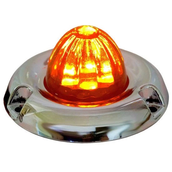 1-1/2" Glass Watermelon Dark Amber 3 Wire LED Light with Bezel for Universal