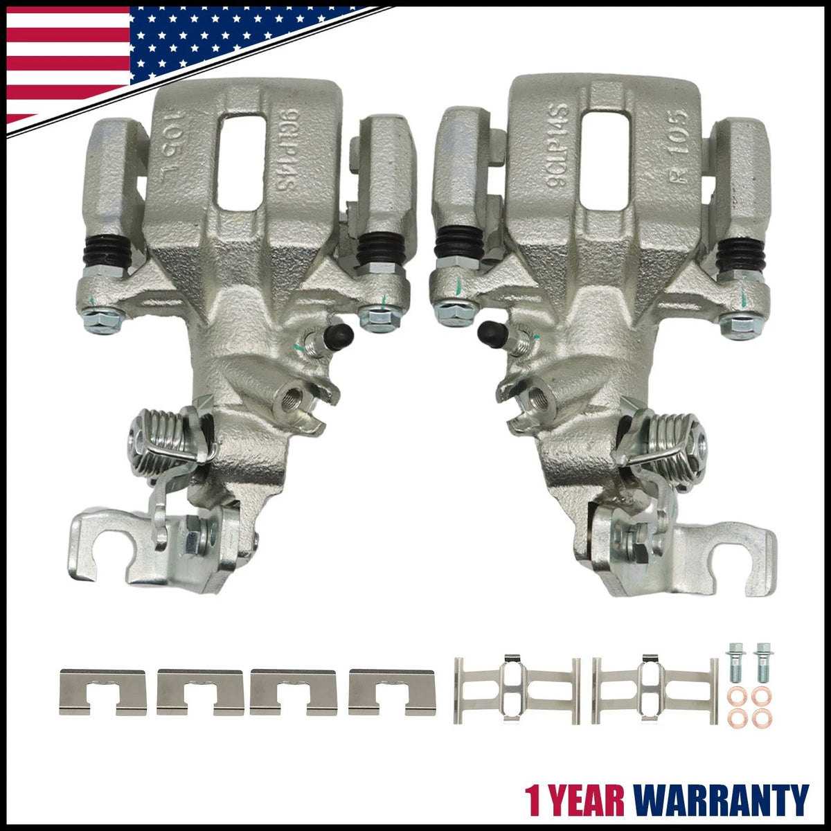 Pair (2X) Rear Brake Calipers w/ Bracket for Acura TSX (2004–2008) Honda Accord (1998–2007)