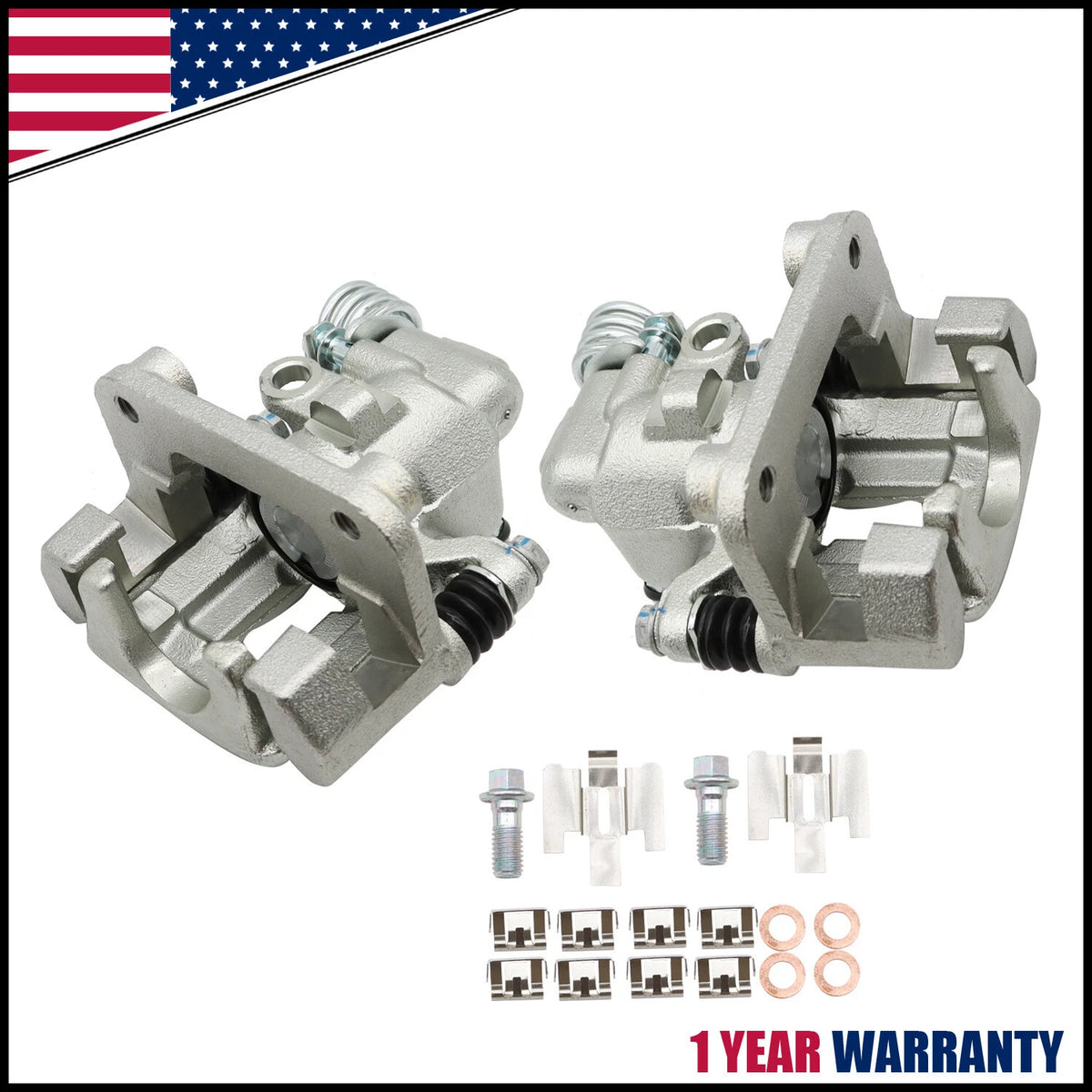 Set of 2 Rear Left & Right Brake Calipers w/ Bracket for Ford Mustang (1999–2004)