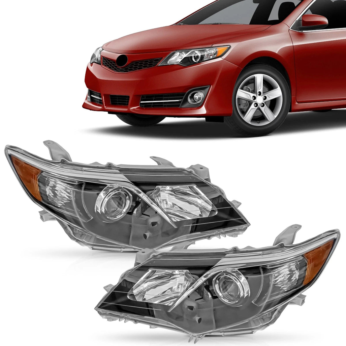 Pair of Headlights for Toyota Camry (2012–2014) 8111006470 Halogen