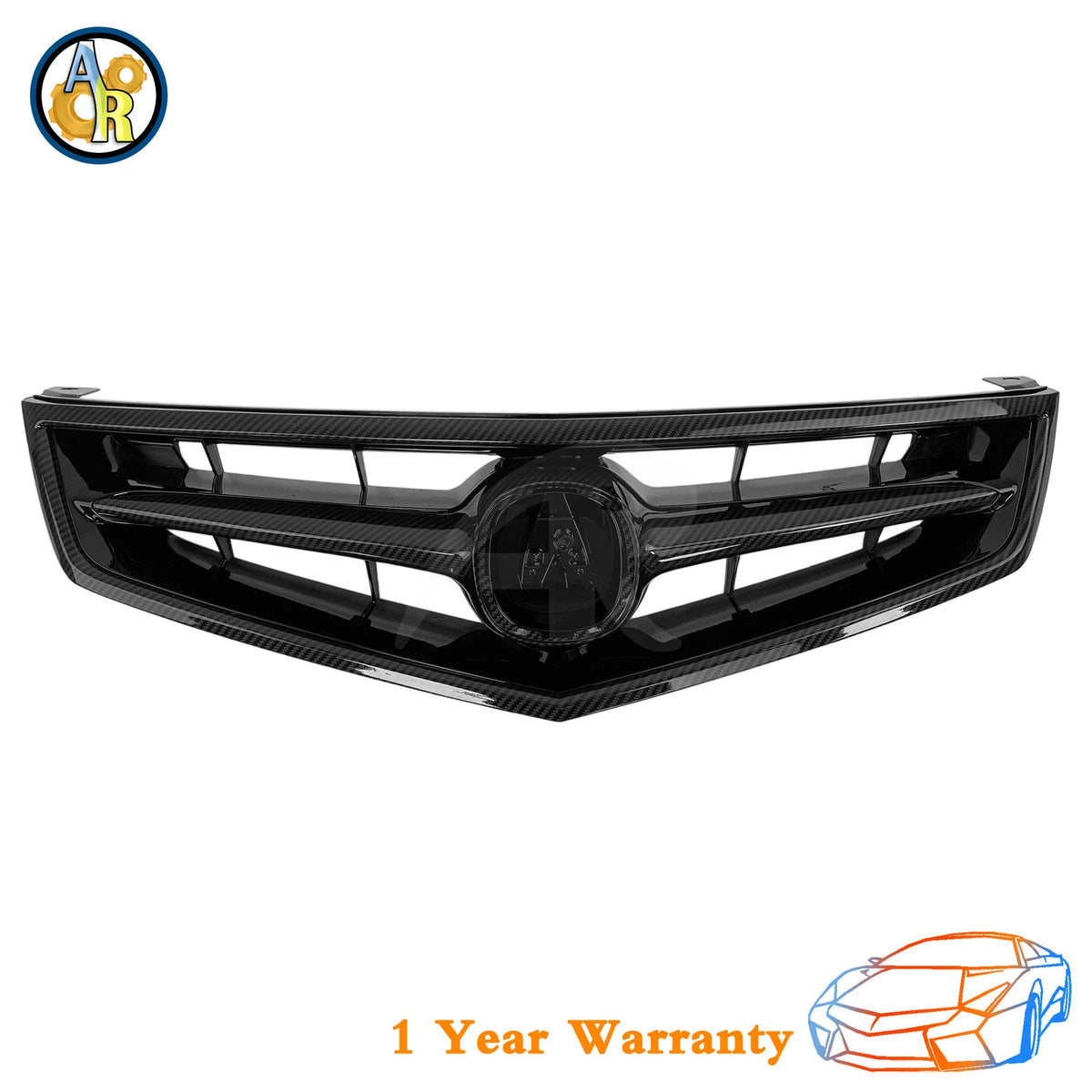 Front Bumper Grille for Acura TSX (2006–2008) - Carbon Fiber Style Molding