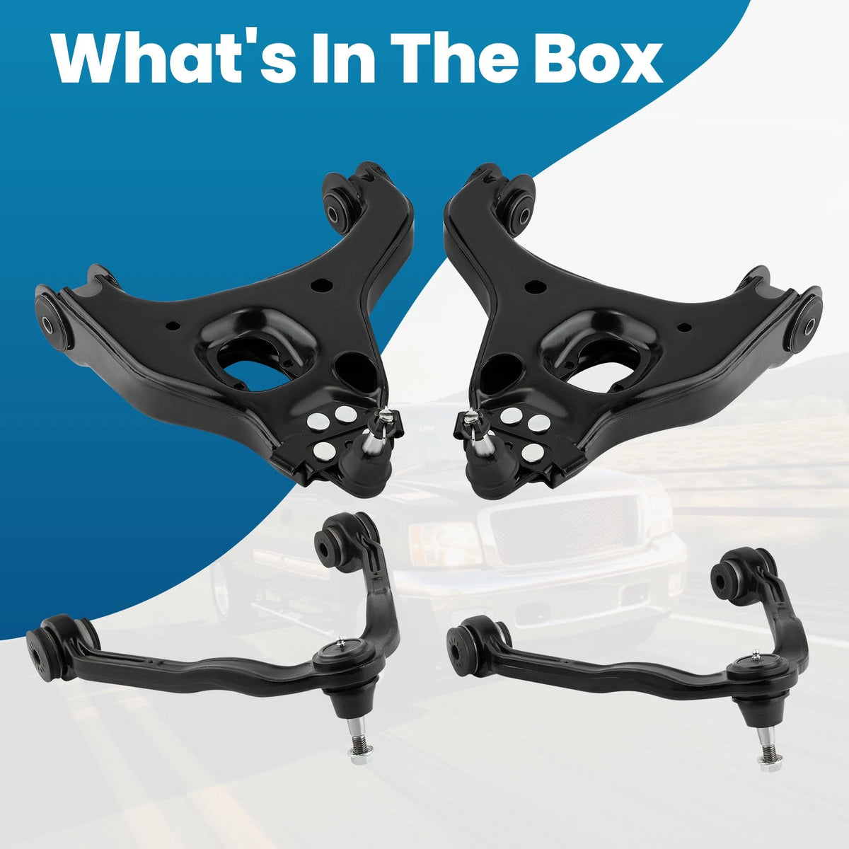 2X Front Upper Lower Control Arms for Chevy Silverado Sierra 1500 (1999–2006)