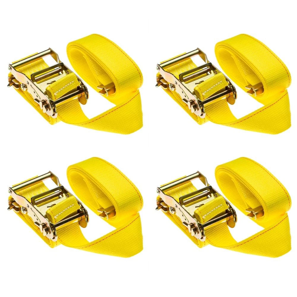 Set of 4 Ratchet Straps 2" x 12' with E-Fittings
