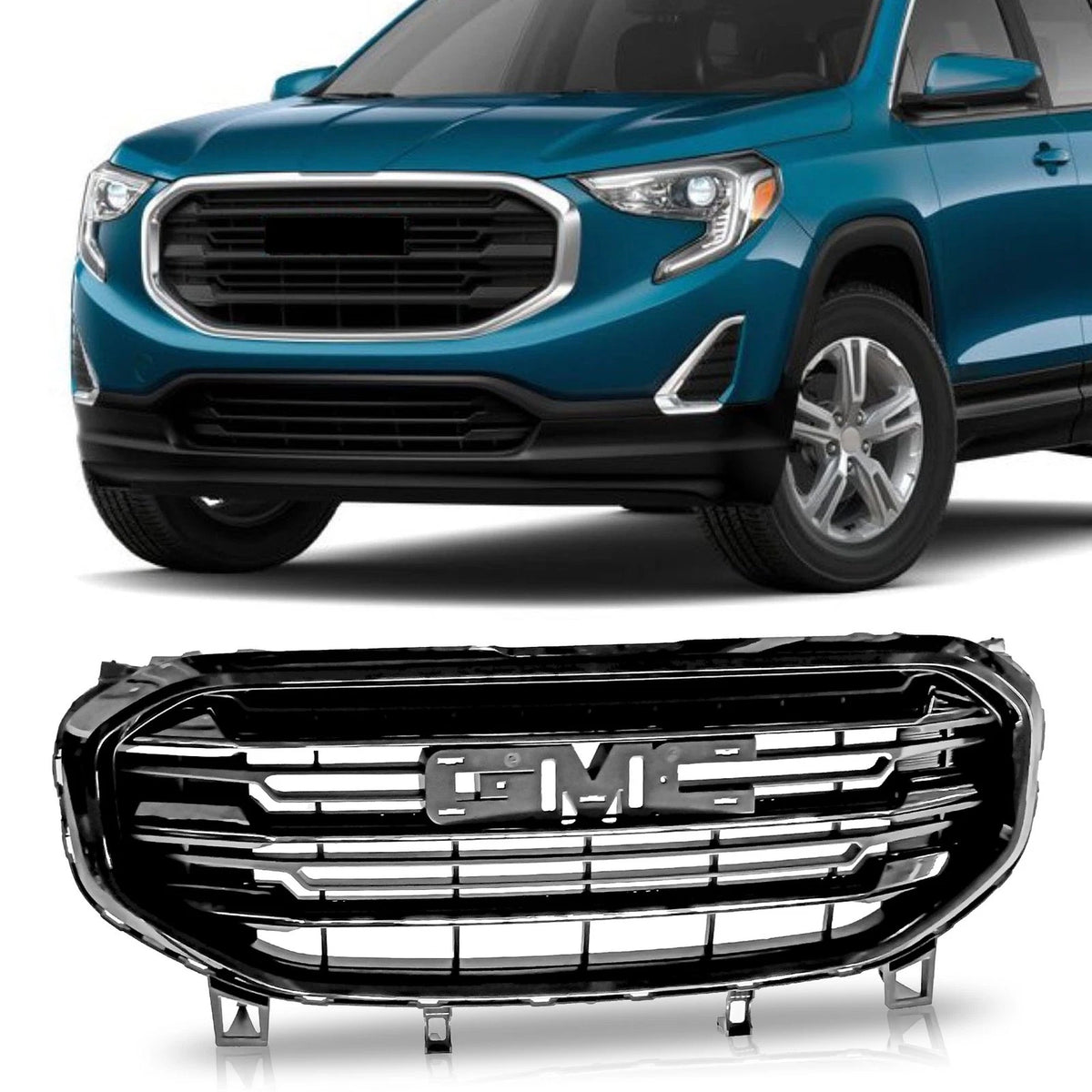 Glossy Black Front Grille for GMC Terrain (2018–2021) Denali Style