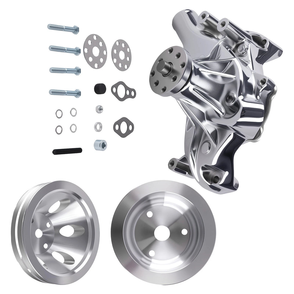 Water Pump & 2 Groove Crankshaft Pulley Kit for SB Chevy (265–400)