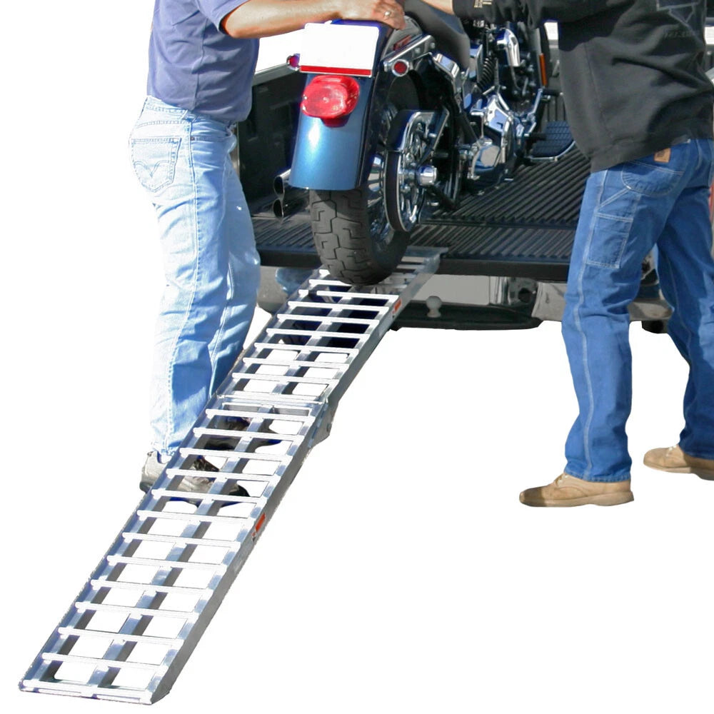 Black Widow Aluminum Deluxe Folding Ramp for Motorcycle (Single Runner)