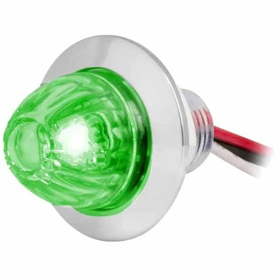 1 Inch Dual Function Mini Watermelon Light with Bezel - Green LED/Clear Lens
