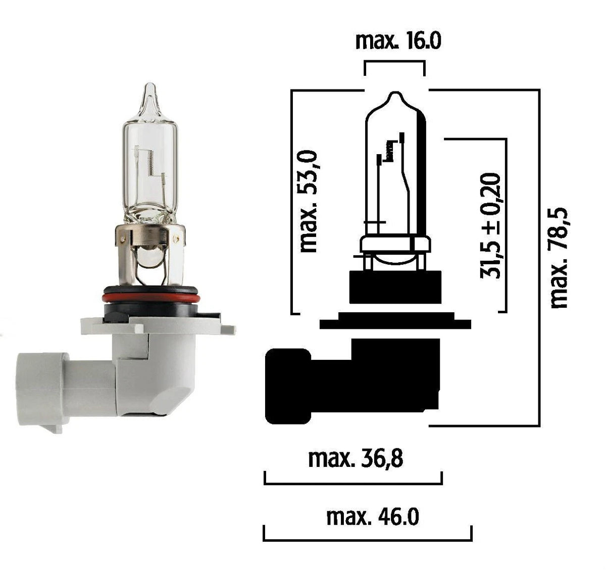 9005 HB3 Halogen Head Light Bulb for Flosser (12V 60W)