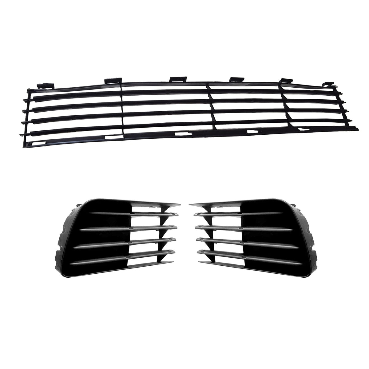 3PCS Front Lower Bumper Grille & Fog Light Bezels for Toyota Prius (2004–2009)