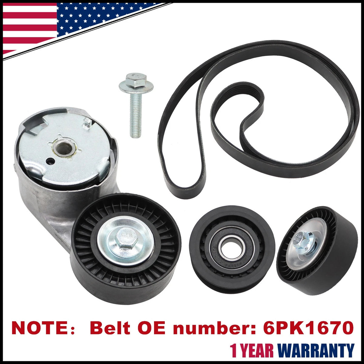 Drive Idler Pulley Serpentine Belt Tensioner Kit for Chrysler Ram Dodge Jeep (2011–2023)
