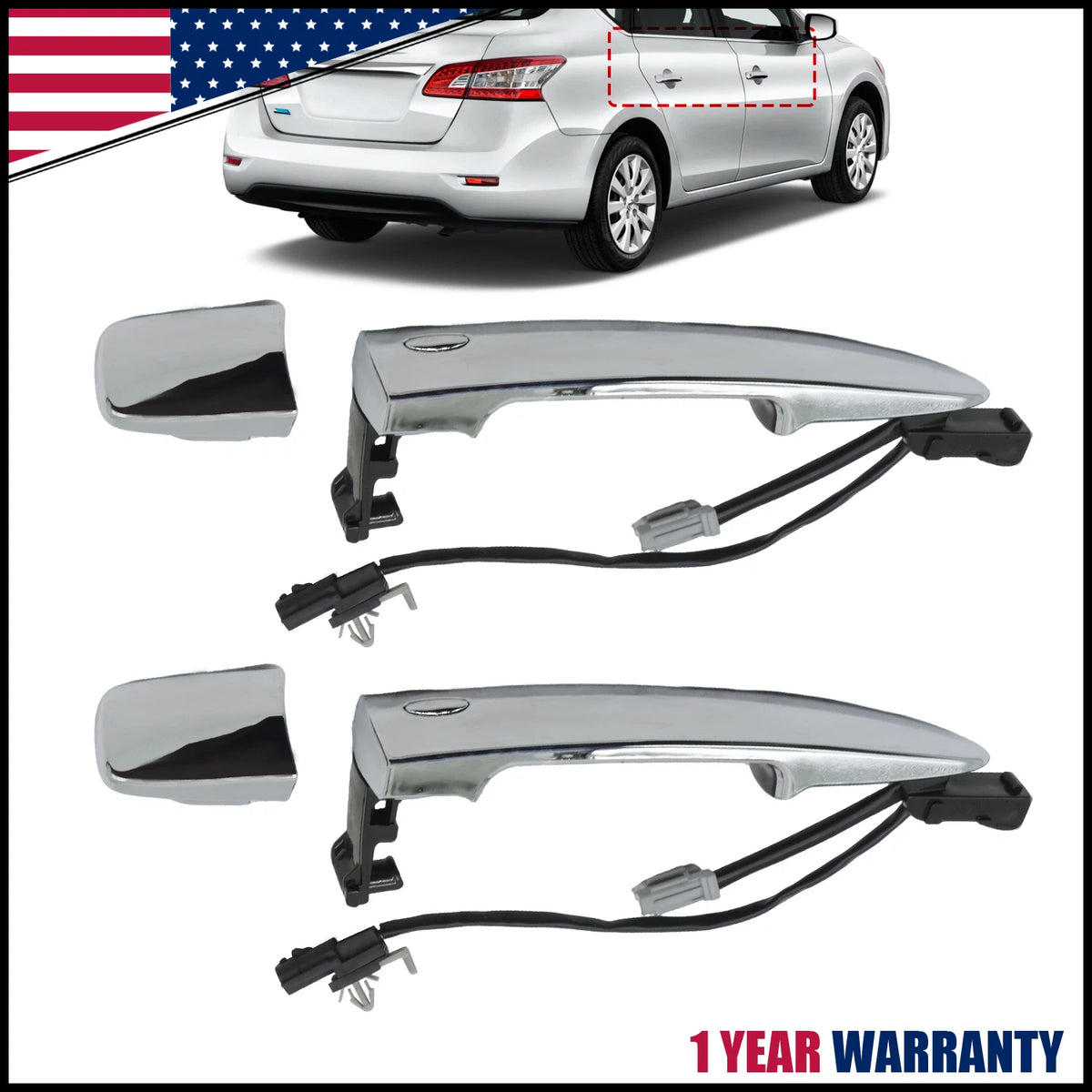 2X Chrome Outside Door Handles for Nissan Sentra (2013–2018)