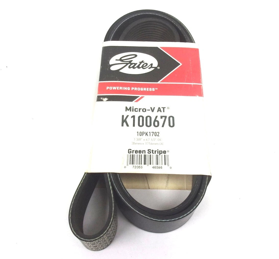 Gates Serpentine Micro-V Belt 10PK1702 for K100670 (67-1/2" X 1-3/8")