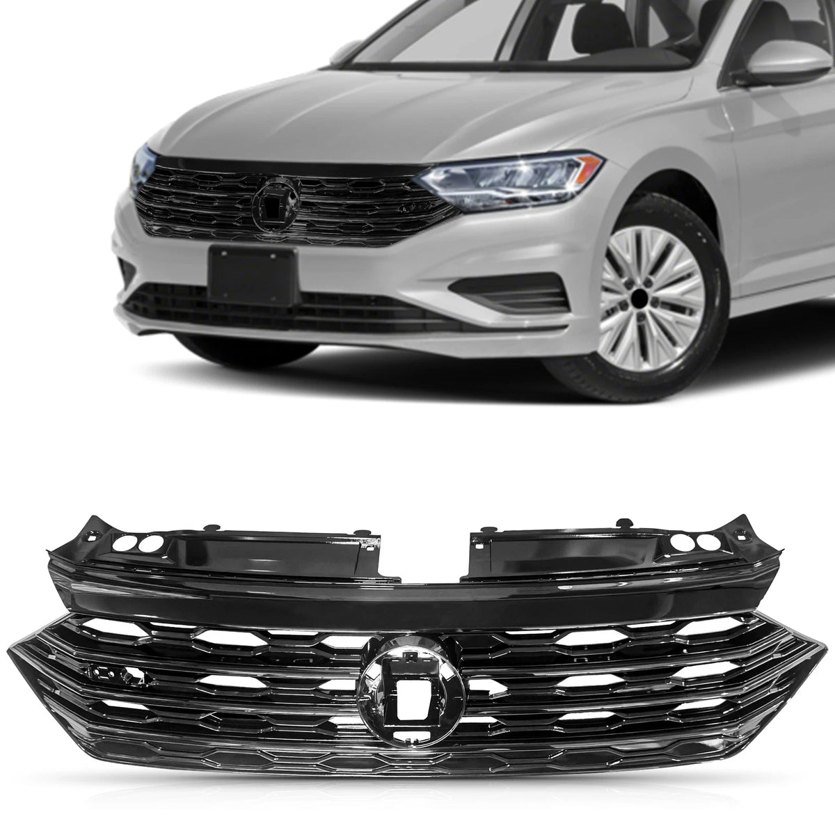 Front Bumper Grille for Volkswagen Jetta (2019–2020) GLI Style, Black Line