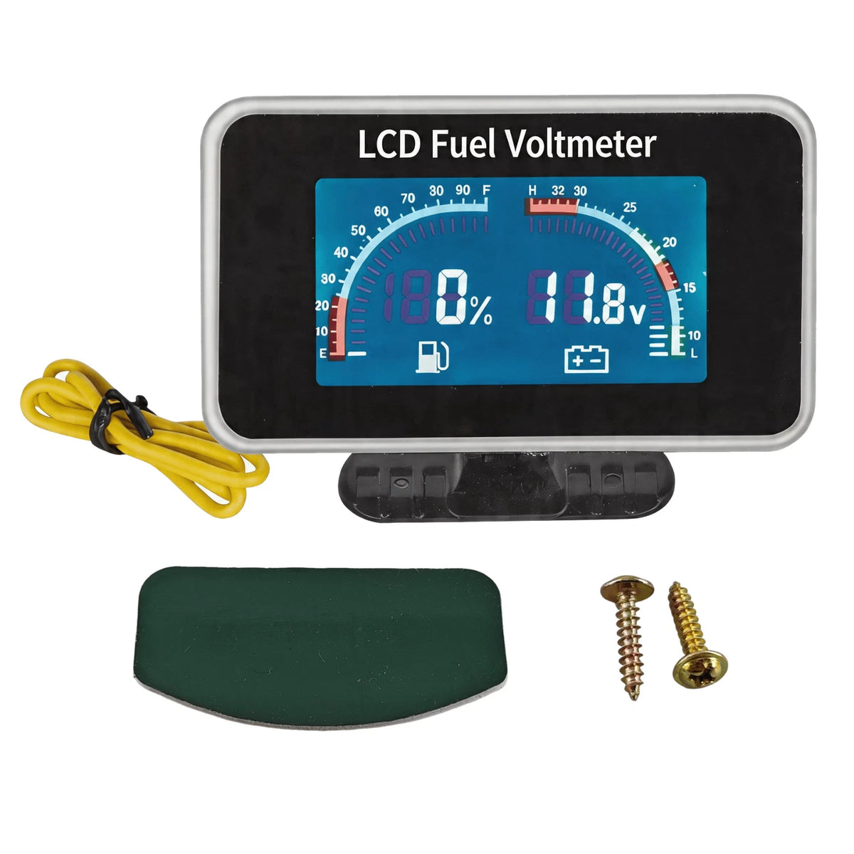 LCD Oil Voltmeter Gauge for Boat RV Truck SUV (DC 9-36V)