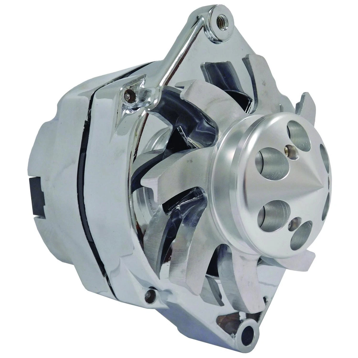 Chrome Plated 10SI Alternator with Billet Pulley for HD Delco (100Amp)