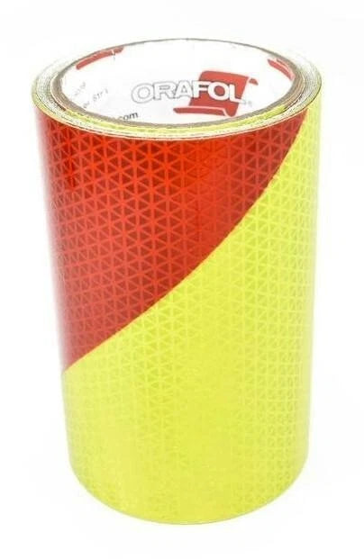 Orafol V98 Reflective Chevron Tape 6" x 10' for USA (Red & Fluorescent Lime)
