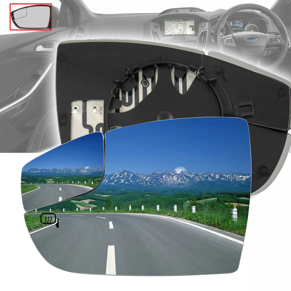 Heated Driver Side LH Mirror Glass for Ford Focus (2012–2018)