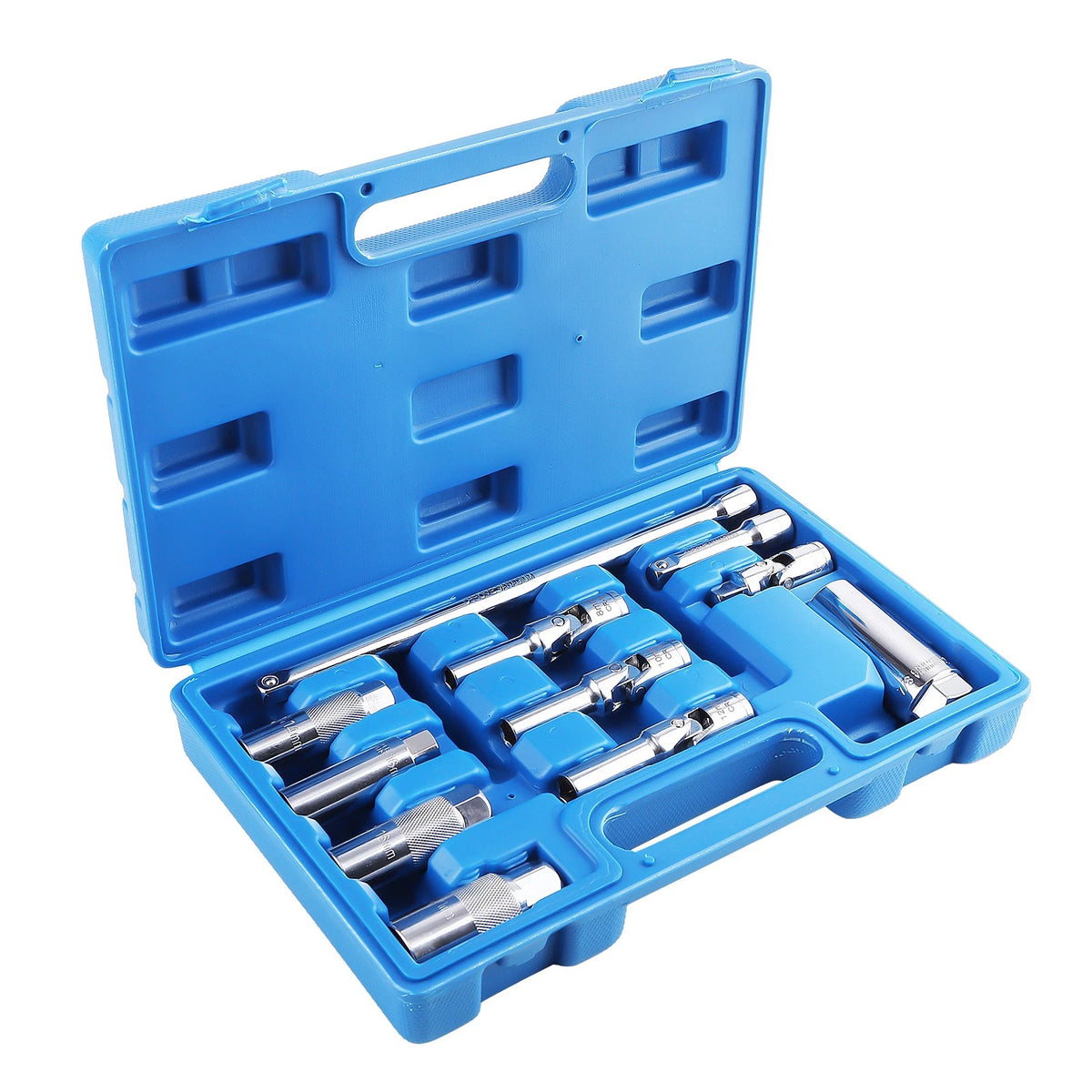 11pc 3/8" Drive Spark Plug Socket Set w/ Extensions 8-22mm for Auto Repair