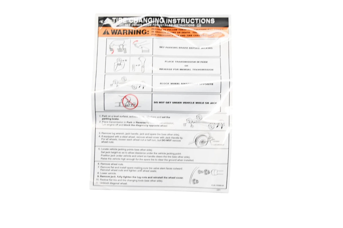 Jack Operation Decal for Ford (2004–2004) 4L2Z-17A083-A