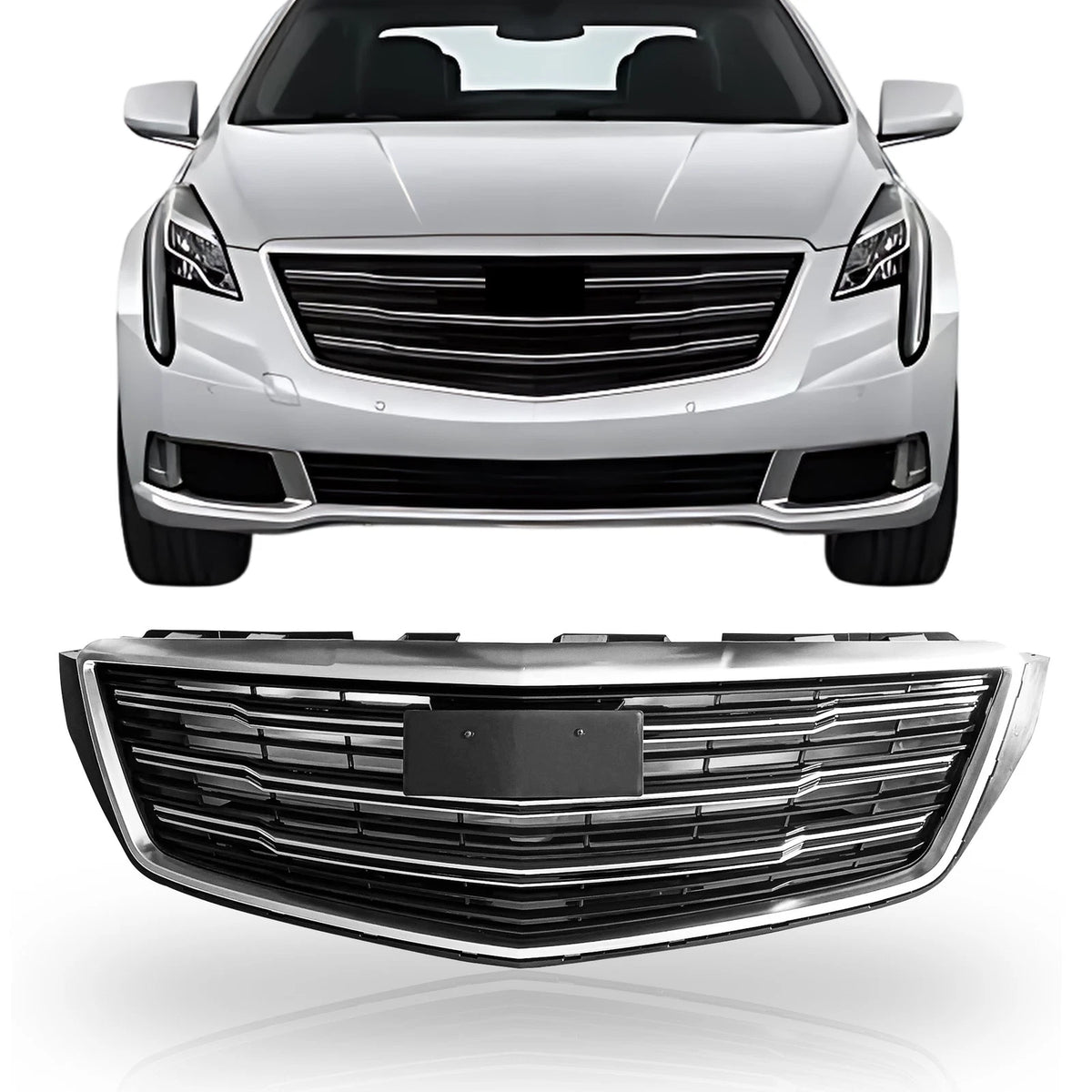 Black Front Upper Grille with Chrome Frame for Cadillac XTS (2018–2019)