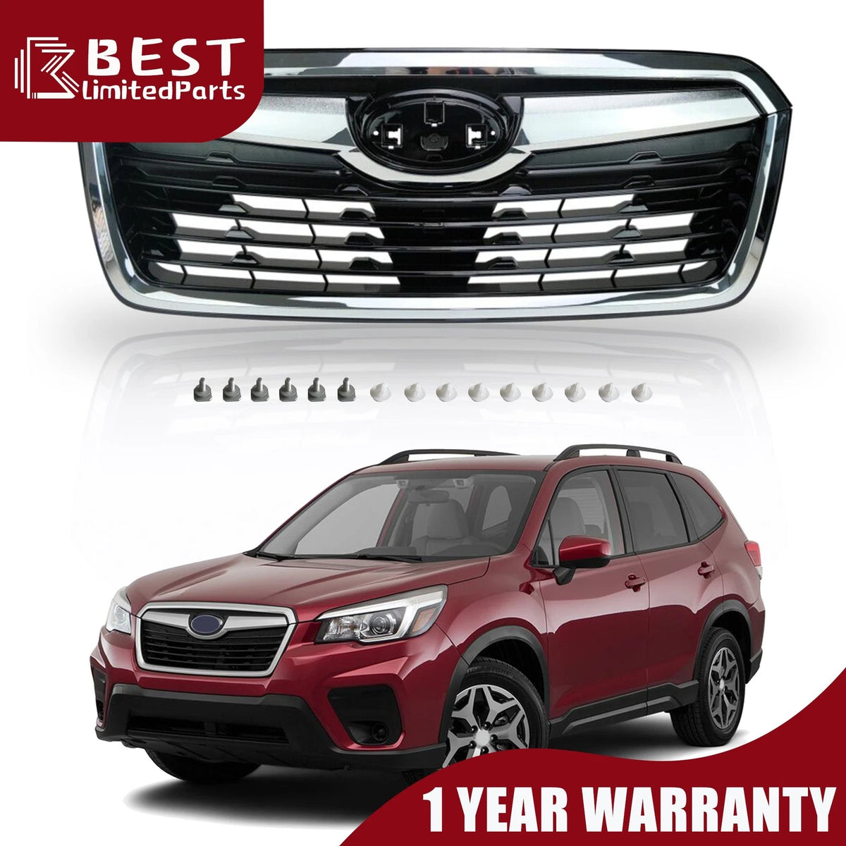 Chrome Trim Front Bumper Upper Grille for Subaru Forester (2019–2021)