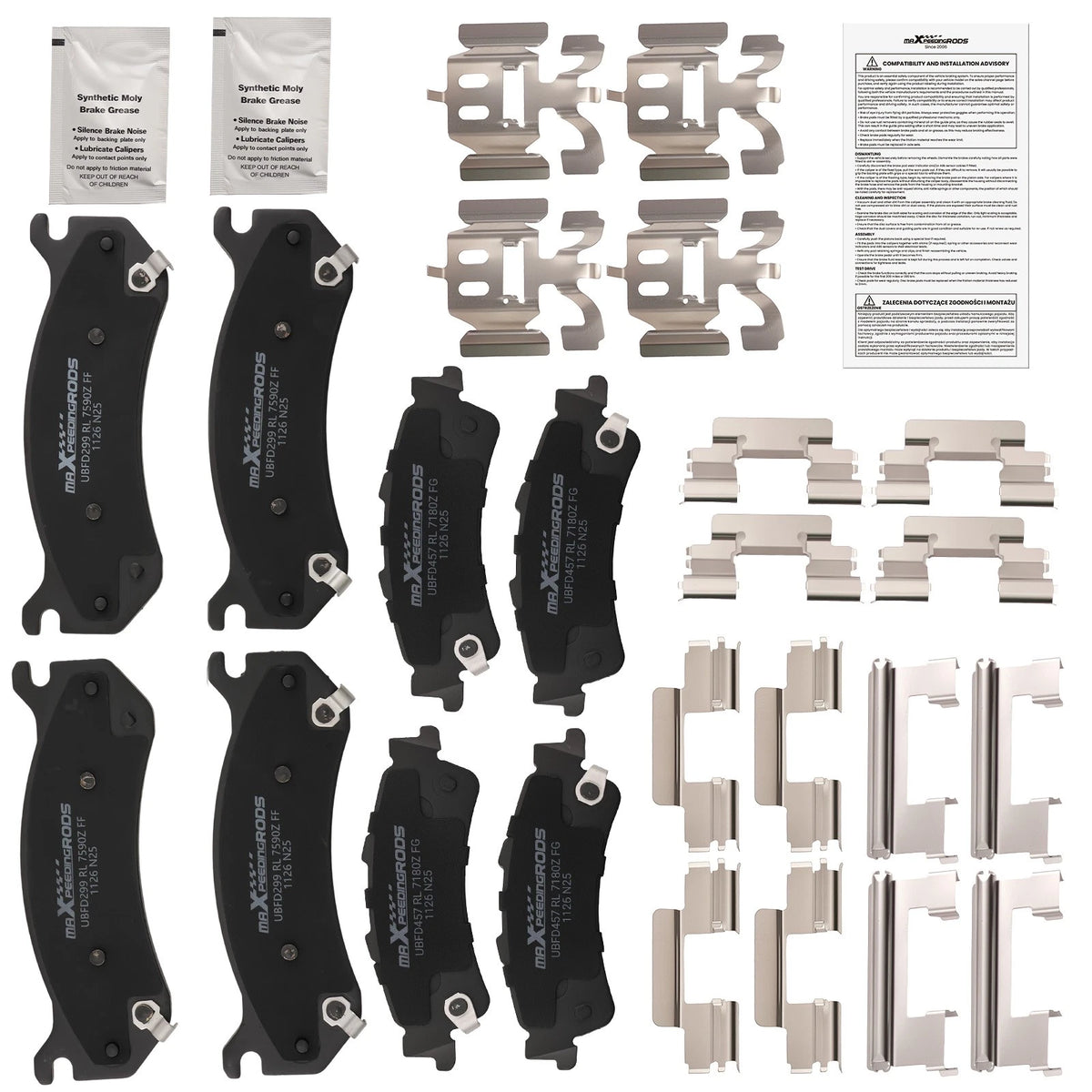 Front & Rear Ceramic Brake Pads Kit for Chevrolet Suburban 1500/GMC Yukon (2000–2001)