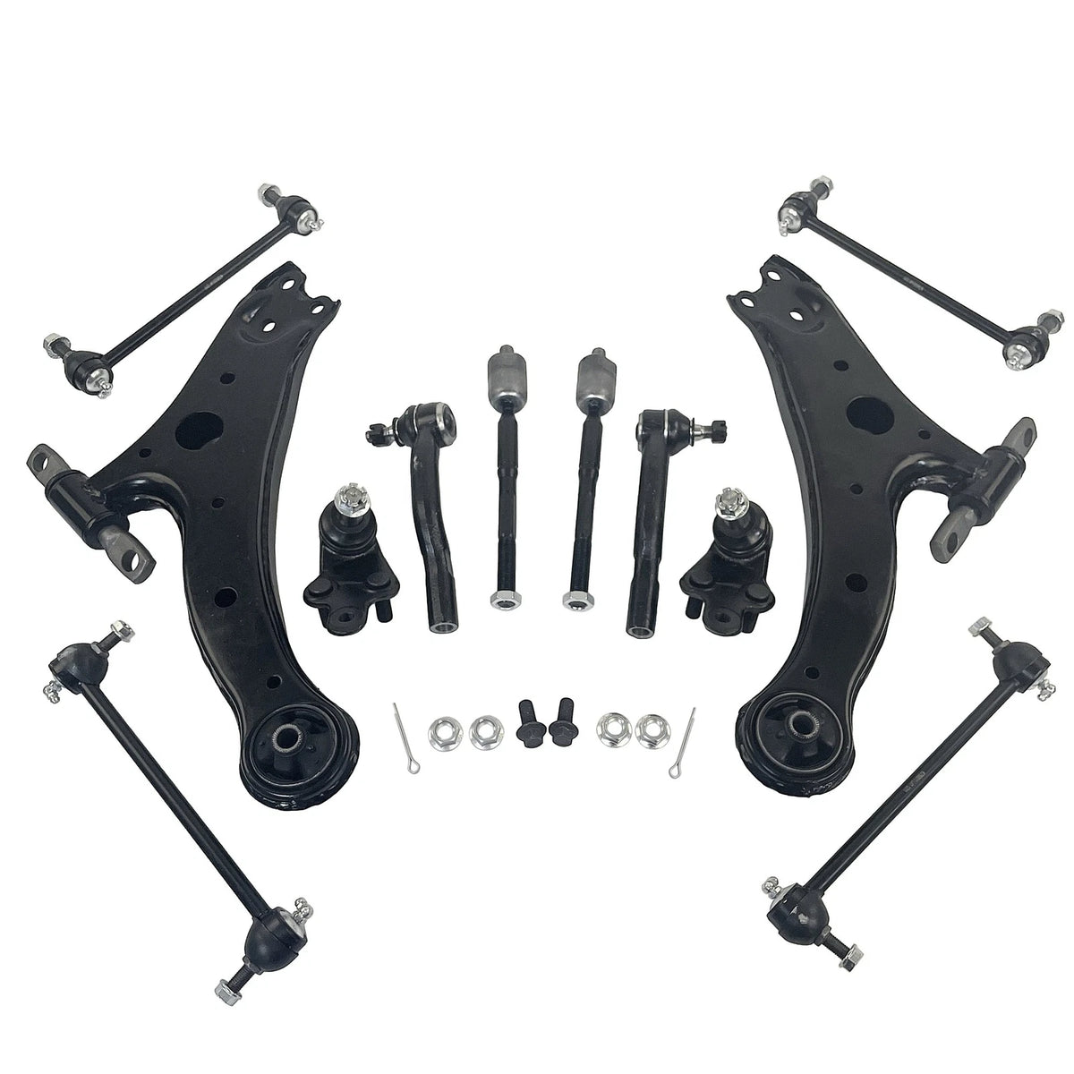 12PC Front Suspension Kit Control Arms Tie Rods Sway Bar for Toyota Camry (2007–2011)