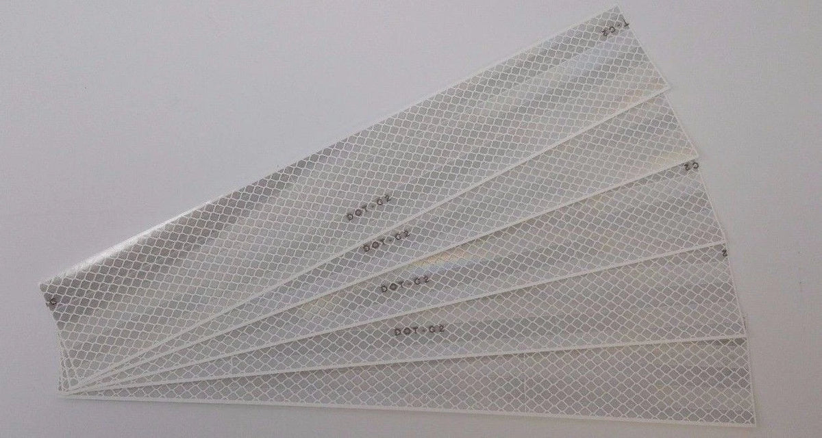 Set of 4 3M 67638 983-10 White 2" x 12" Reflective Tape Strips
