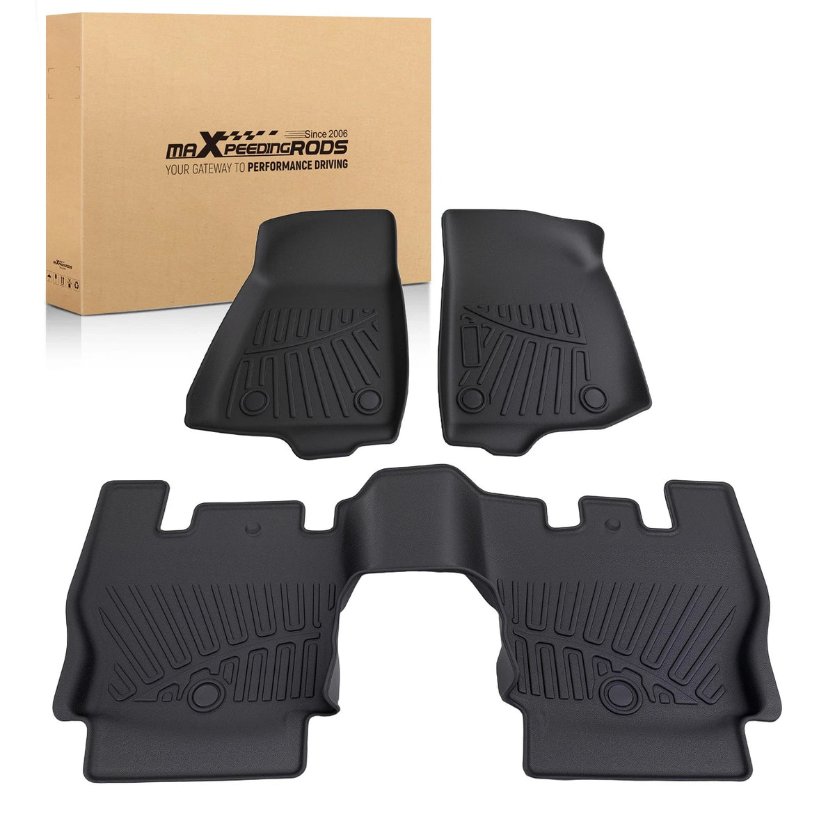 3Pcs TPE Floor Mats for Jeep Wrangler JL 4-Door (2018–2024) All Weather