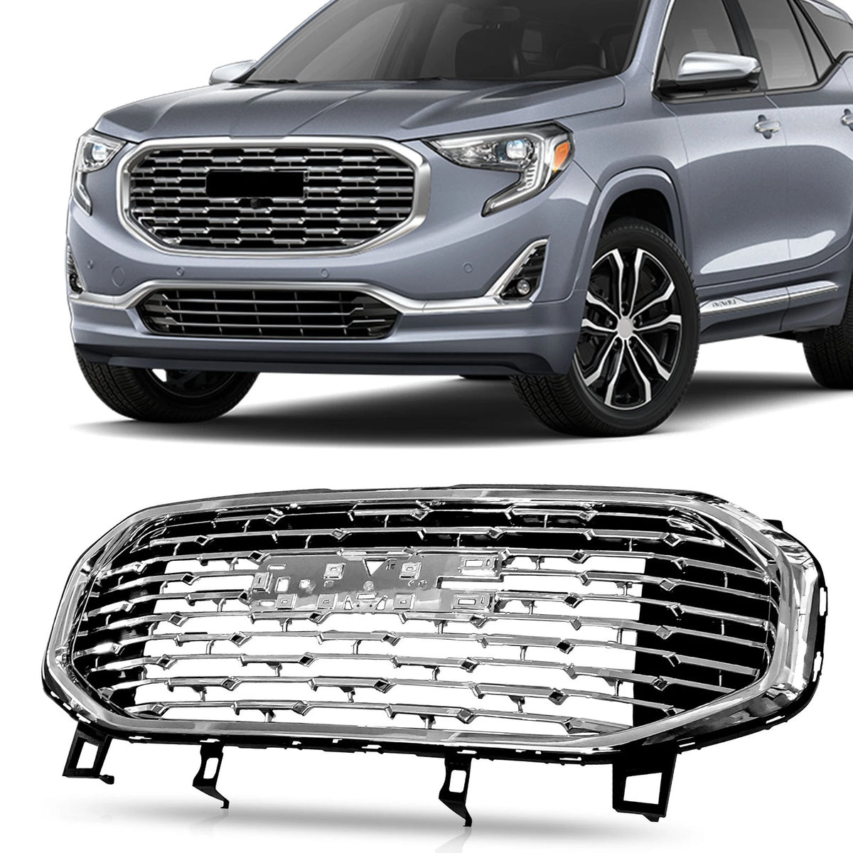 Denali Style Chrome Front Upper Grille for GMC Terrain (2018–2021)