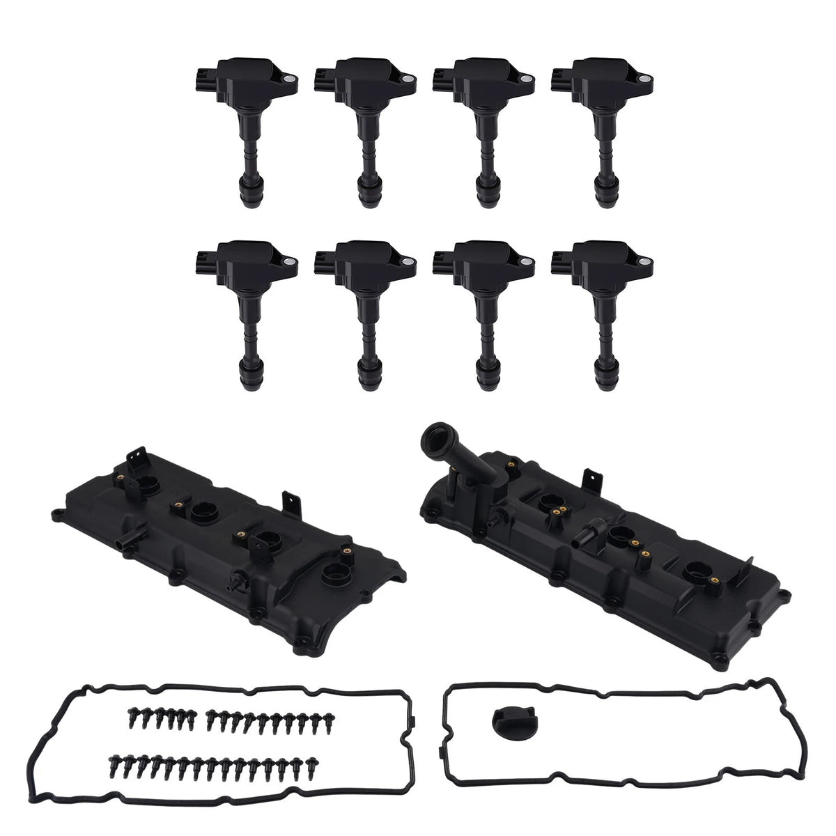 L+R Engine Valve Cover Kit for Nissan Armada 5.6L V8 (2005–2015) w/ Ignition Coils
