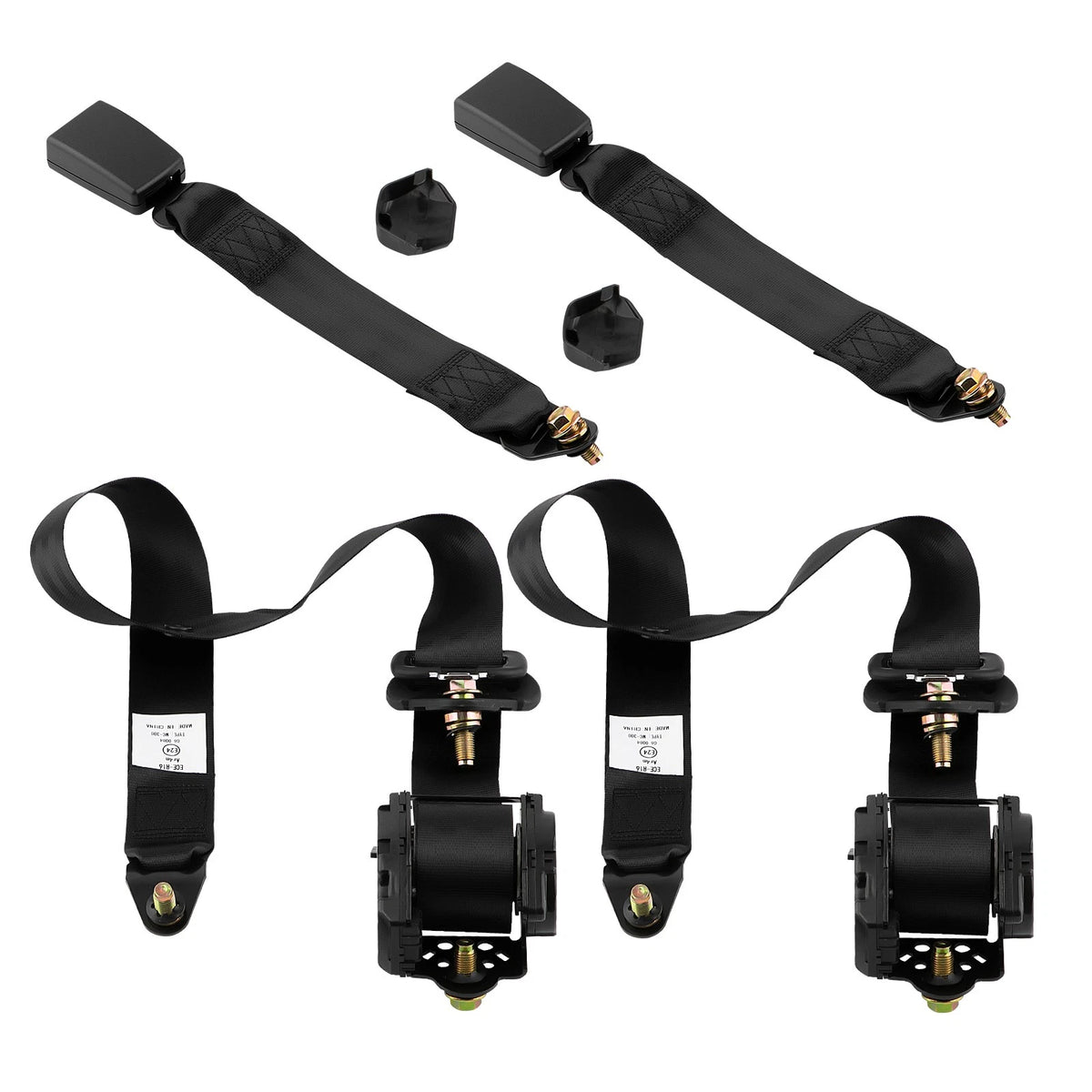 Set of 2 Adjustable 3 Point Retractable Safety Belts for Car Bus Trucks