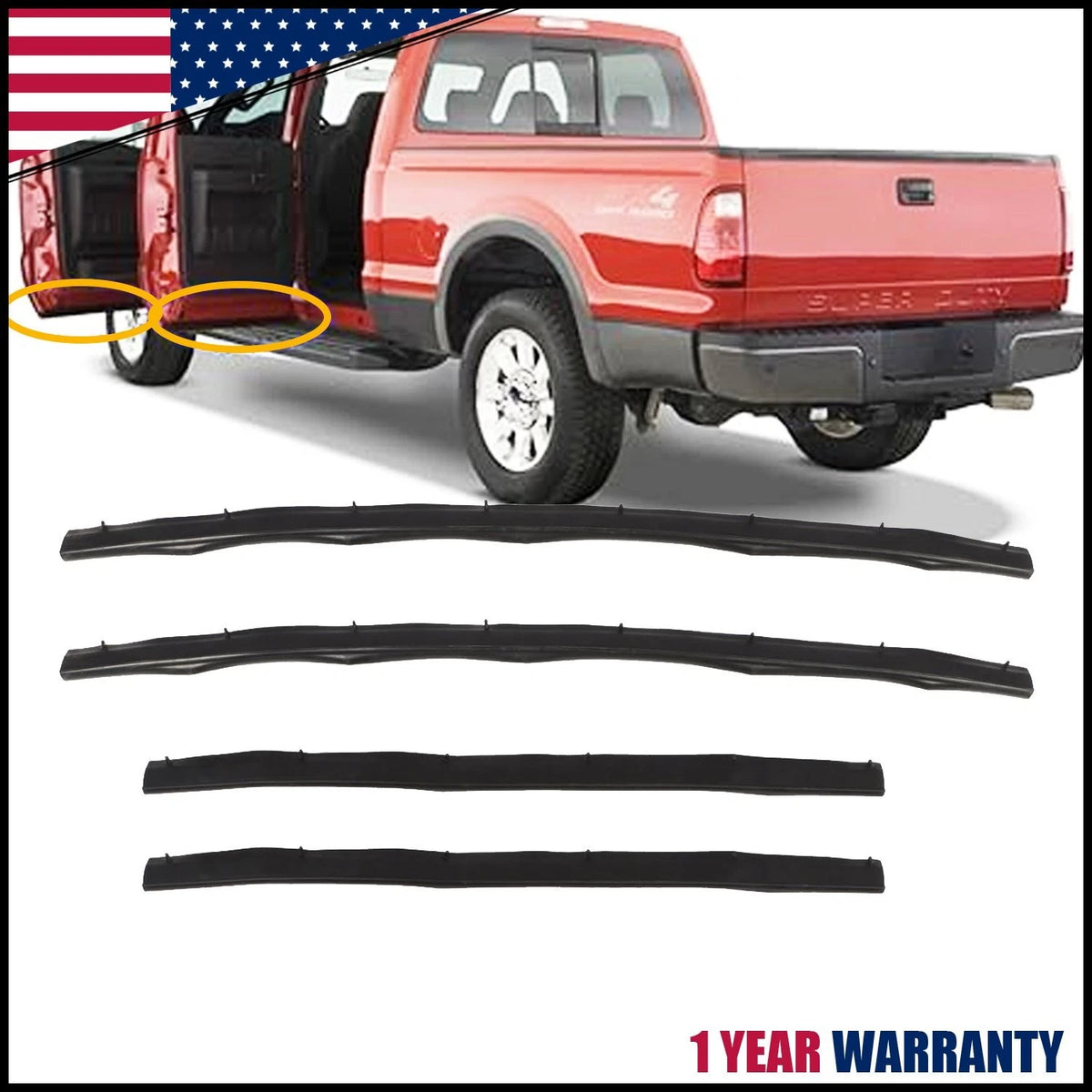 Set of 2 Lower Door Weather Strip Seals for Ford F250 F350 (1999–2016)