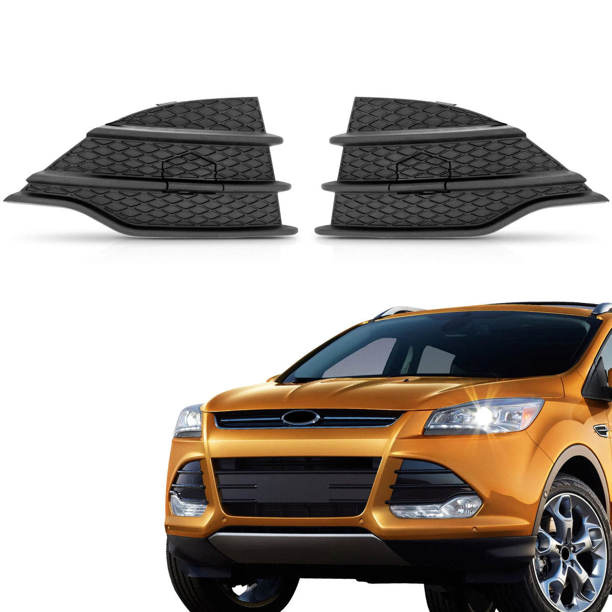 Set of 2 Front Bumper Cover Grille Inserts for Ford Escape (2013–2016)
