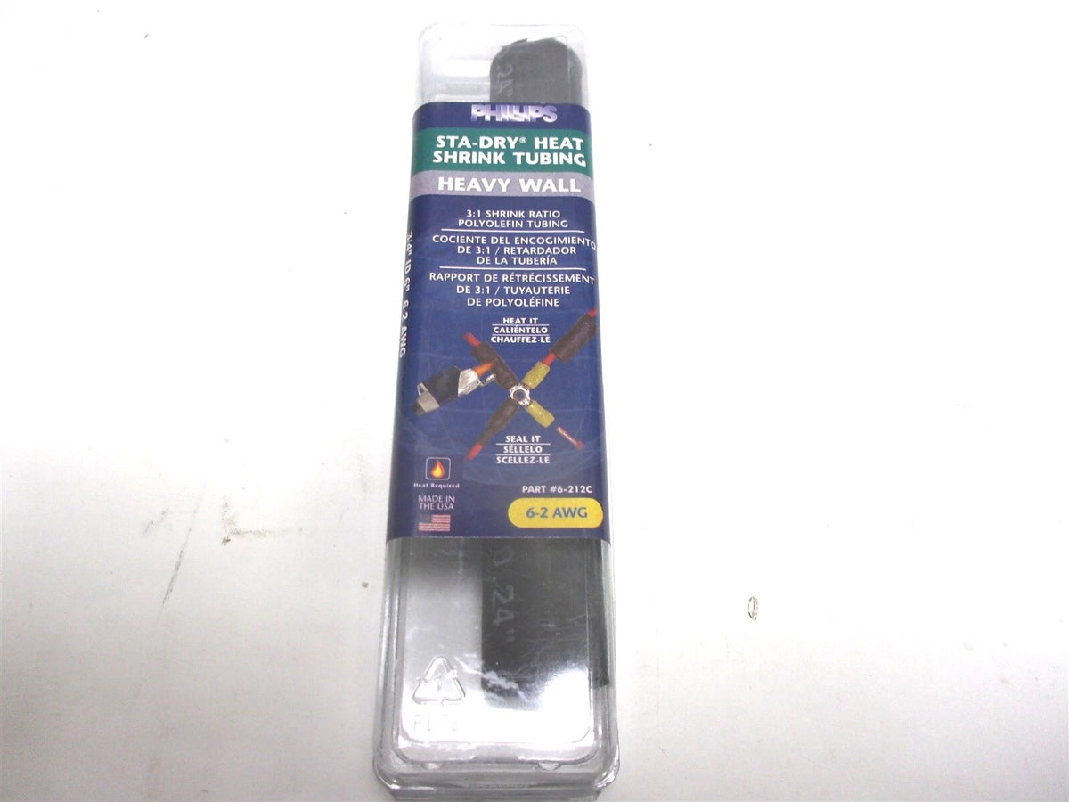 6X Phillips Heavy Duty Shrink Tube for Various Applications (1-2/0 Gauge, 6")