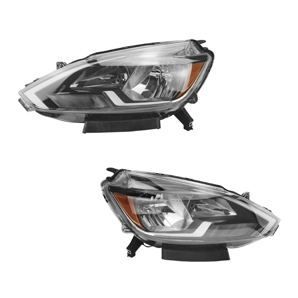 Halogen Headlight Lamp Assembly Kit Pair for Nissan Sentra (2016–2019)