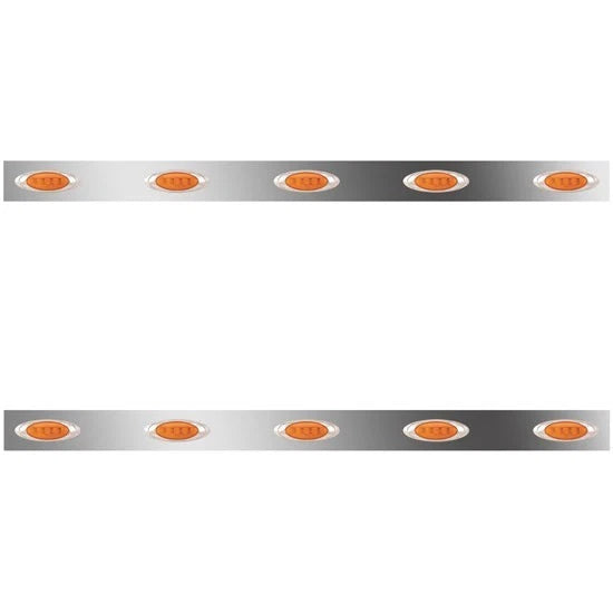 6.5 Inch SS Sleeper Panels with 10 P1 Amber LED for Peterbilt