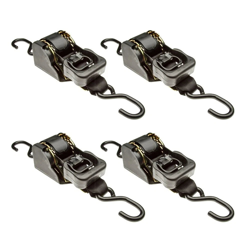 Set of 4 Retractable Ratchet Straps 2" x 10' with S-Hooks