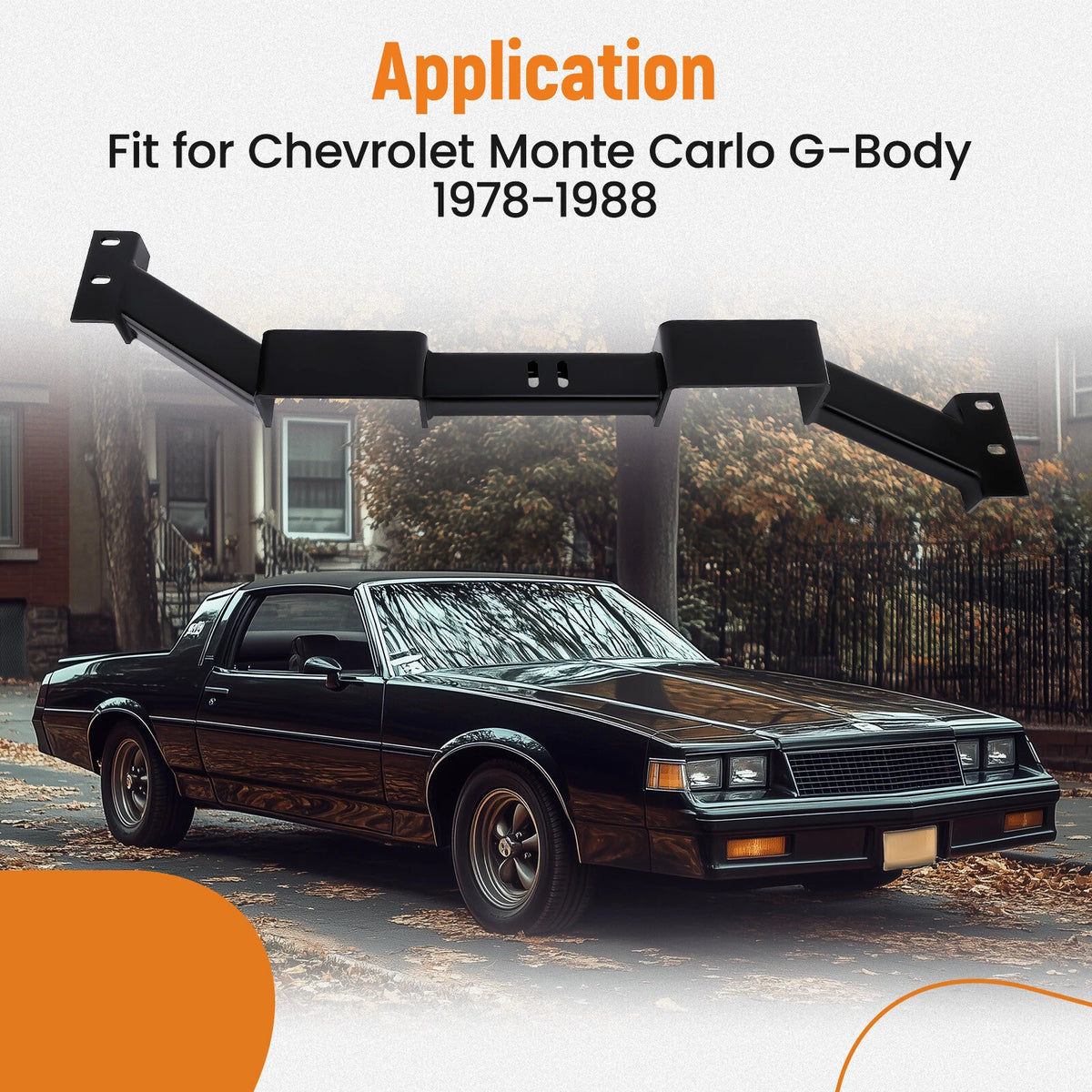 Black Double-Hump Transmission Crossmember for Chevy Monte G-Body (1978–1988) GM-2