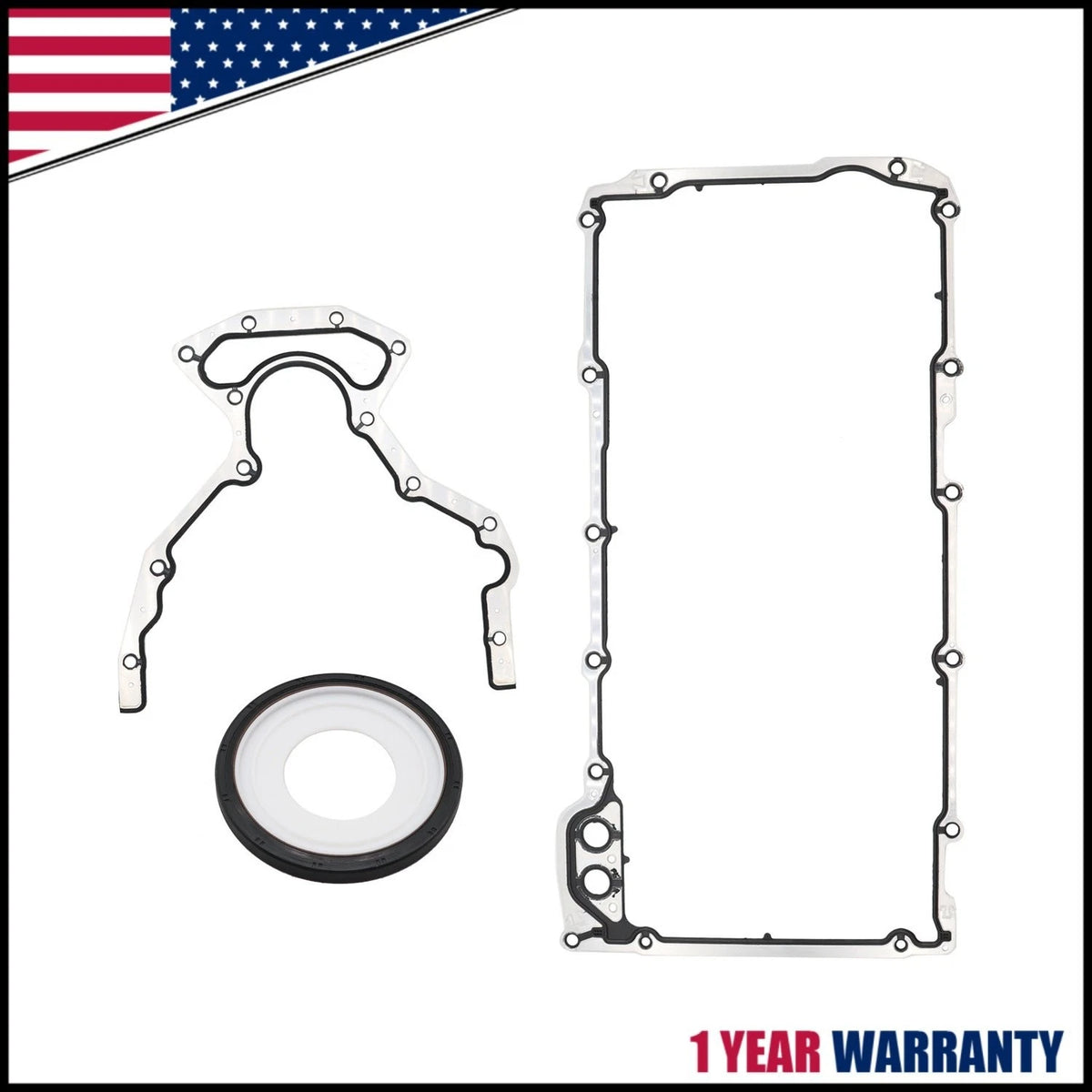 Engine Rear Main Seal & Oil Pan Gasket Kit for Chevy GMC 4.8 5.3 6.0 6.2L V8 (2000–2023)