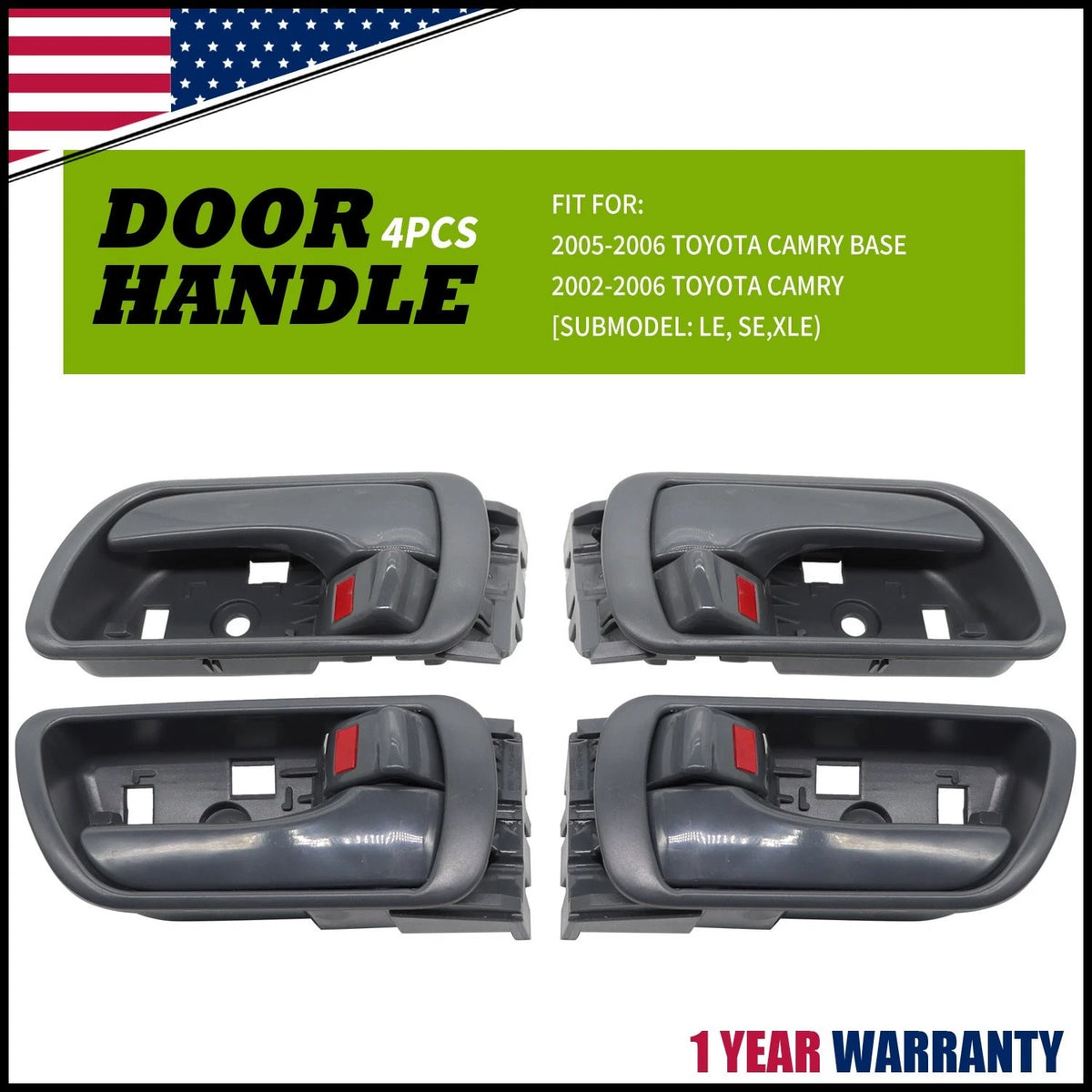 Set of 4 Inside Door Handle Trim Gray for Toyota Camry (2002–2006)