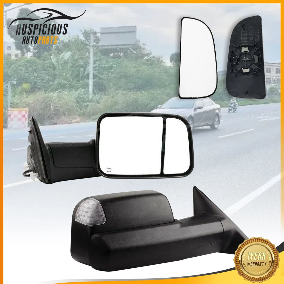 Lower Right Towing Mirror Spotter Glass for Dodge Ram Pickup (2010–2019)