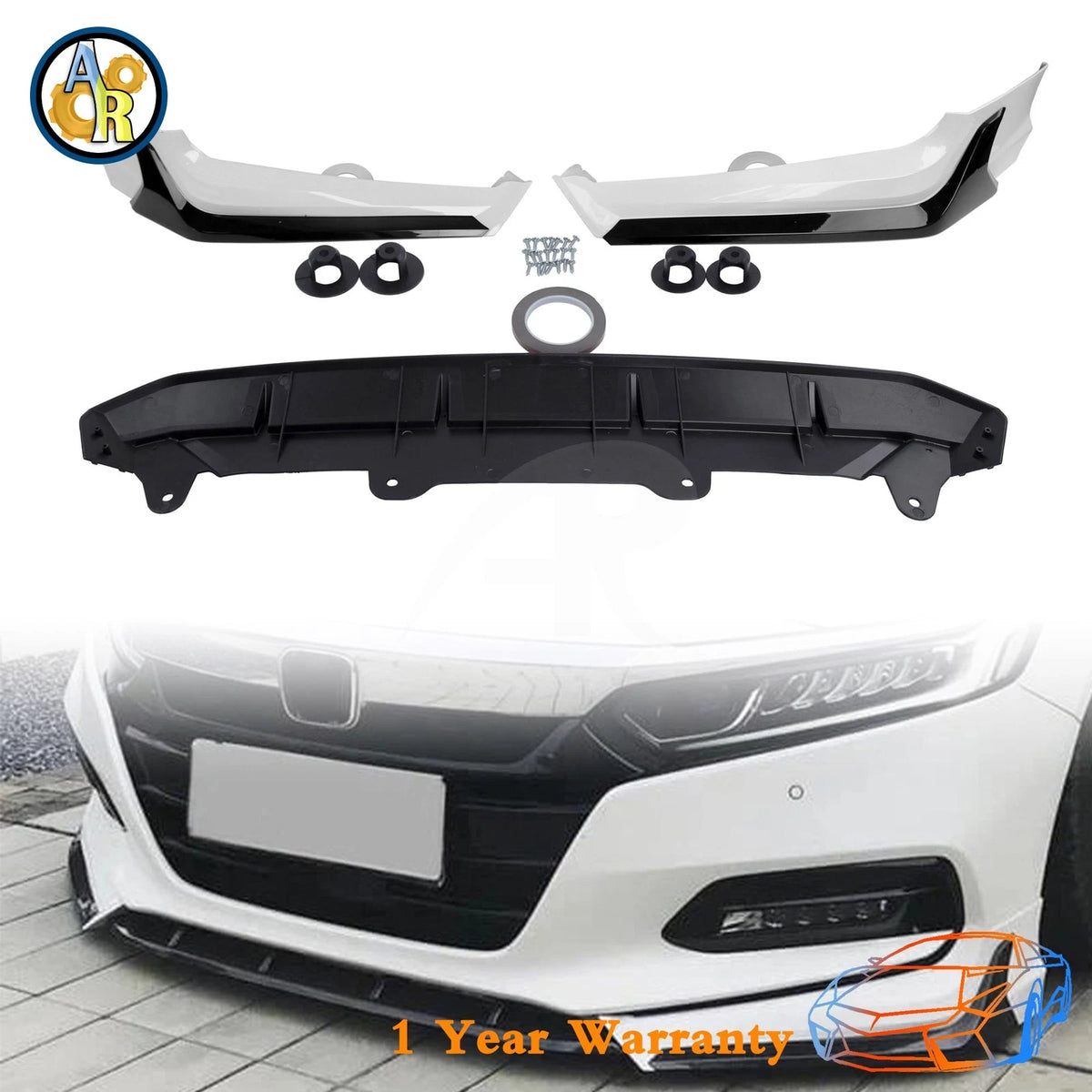 Bumper Lip Splitter Assembly for Honda Accord (2018–2020) White Pearl YF