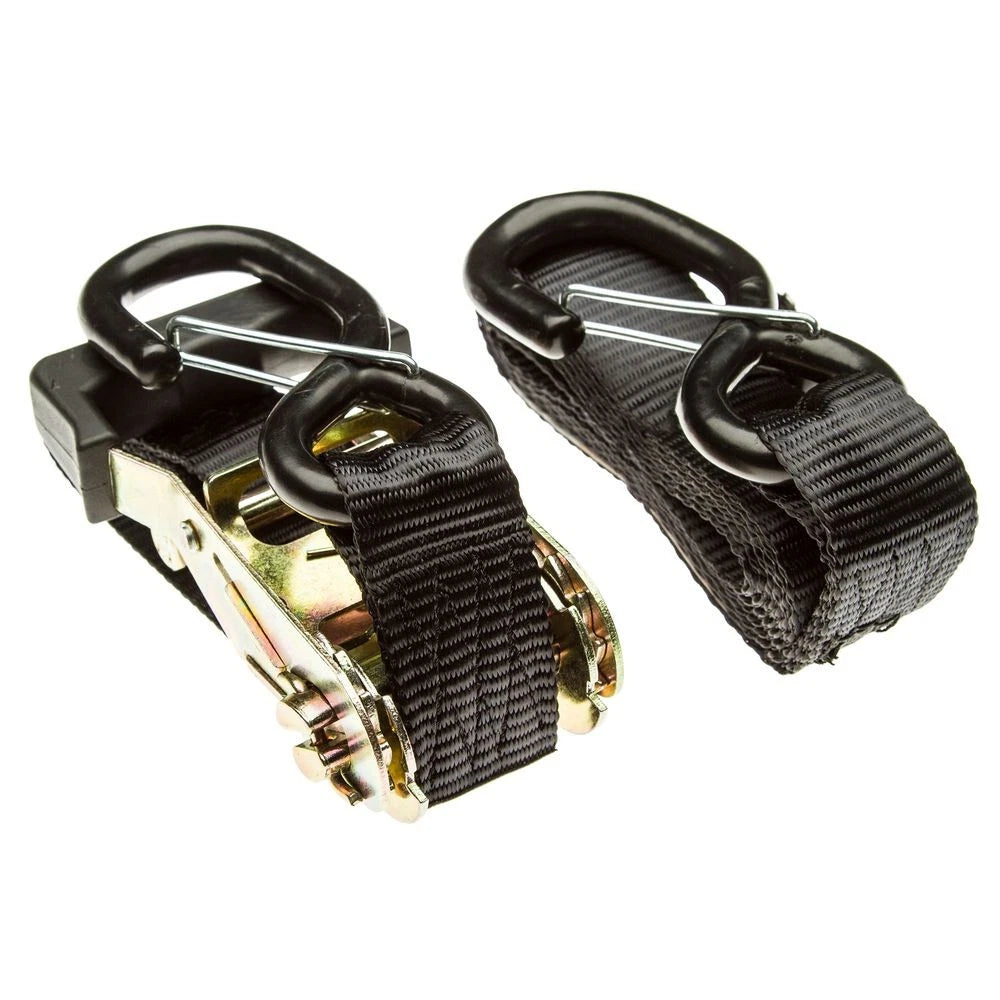 2-Pack Ratchet Tie-Down Straps 1-3/8" x 7' with S-Hooks for Universal Use