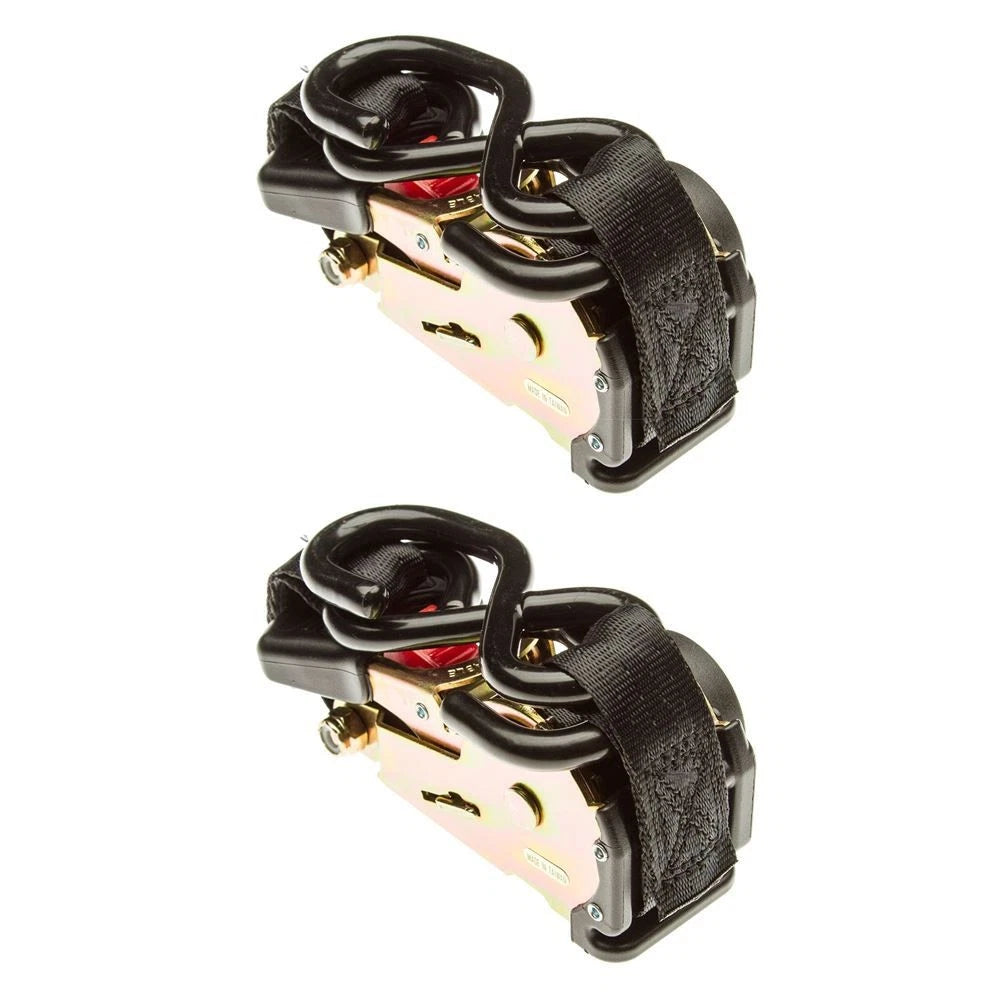 2-Pack Retractable Ratchet Strap 72" x 1" with S-Hooks for Universal Use